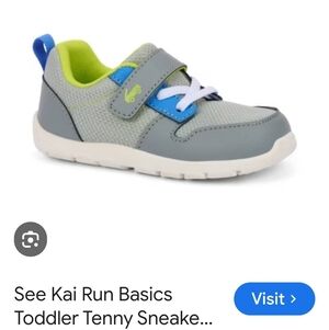 See Kai Run Kids Grey and Blue Athletic Shoes with Lime Lining